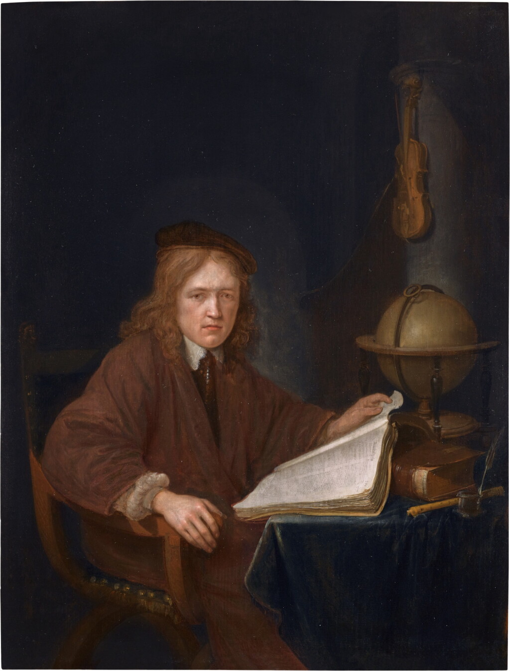 View full screen - View 1 of Lot 23. Portrait of a young man, here identified as Dirck van Beresteyn (1627–1653), seated in his study.