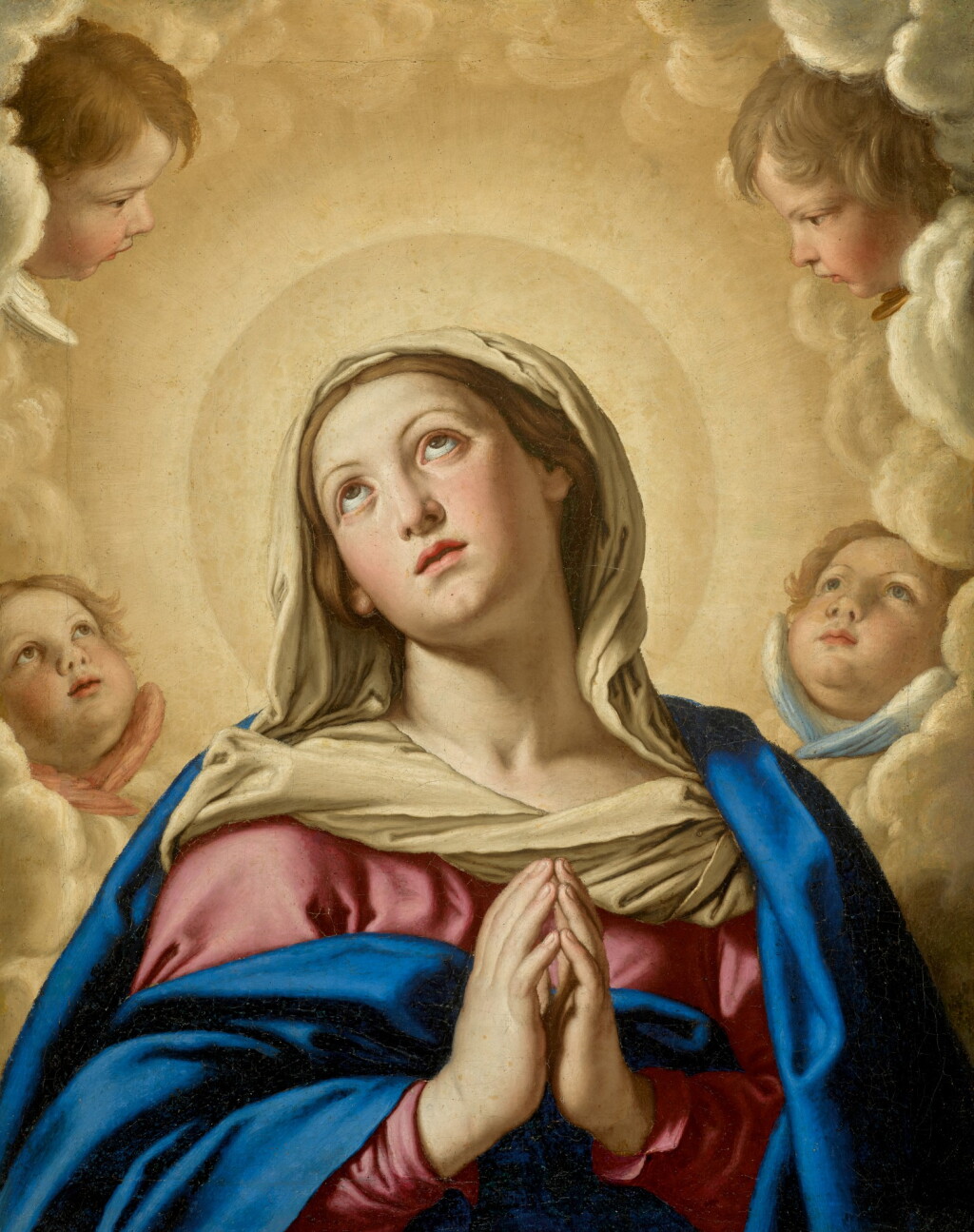 View full screen - View 1 of Lot 26. GIOVANNI BATTISTA SALVI, CALLED SASSOFERRATO, AND WORKSHOP | The Virgin in Prayer surrounded by putti.