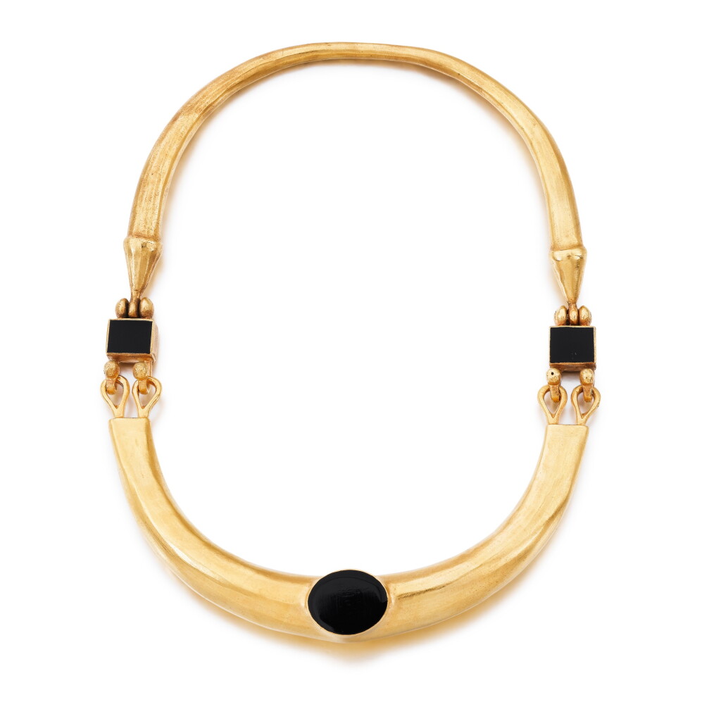 View full screen - View 1 of Lot 135. Goudji | Collier onyx, or et vermeil | Onyx, gold and silver-gilt necklace.