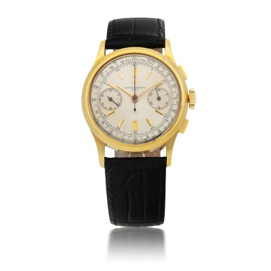 View full screen - View 1 of Lot 908. VACHERON CONSTANTIN | REF 4072 YELLOW GOLD CHRONOGRAPH WRISTWATCH CIRCA 1955.