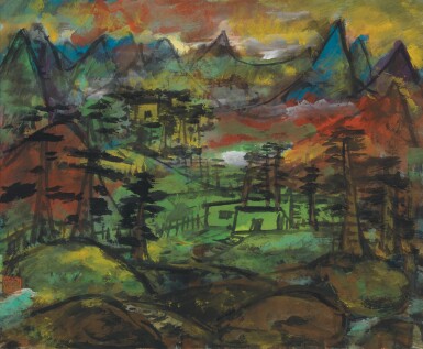 View full screen - View 1 of Lot 3063. 林風眠 Lin Fengmian | 風景 Landscape Scenery.