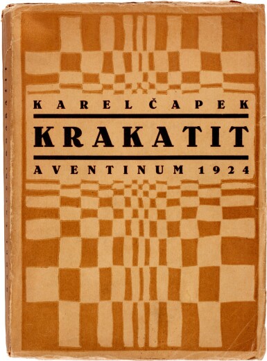 View full screen - View 1 of Lot 9. Čapek | Krakatit, Prague, 1924, original decorative wrappers.
