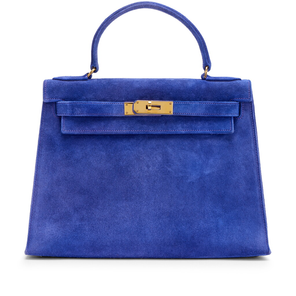 View full screen - View 1 of Lot 81. Vintage Purple Doblis Kelly 28 Sellier Gold Hardware, 1984.