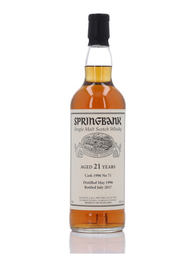 View full screen - View 1 of Lot 264. Springbank Private Cask 21 Year Old #71 51.0 abv 1996 (1 Bottle 70cl).