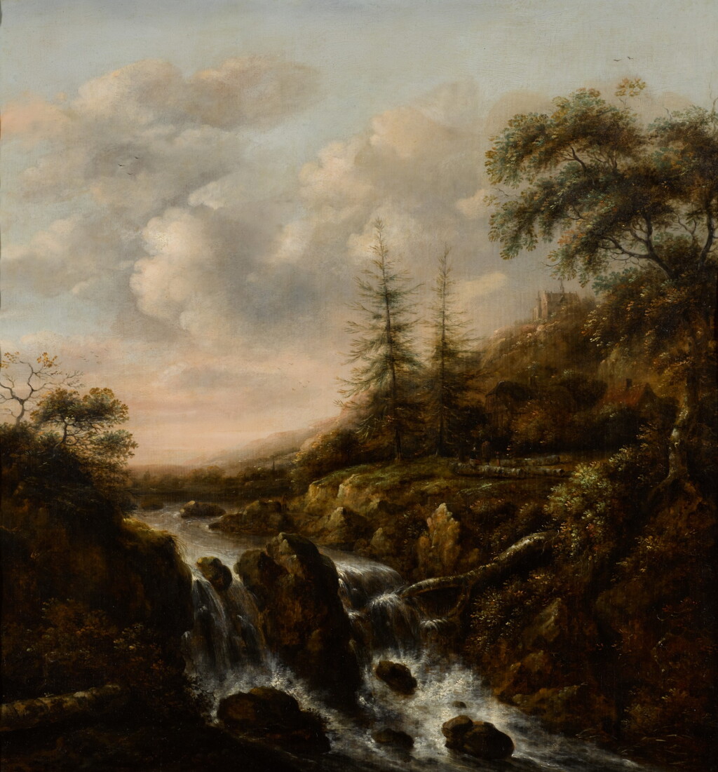 View full screen - View 1 of Lot 22. KLAES MOLENAER | A waterfall in a mountainous river landscape.