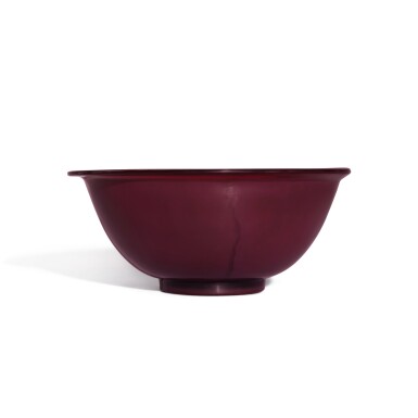 View full screen - View 1 of Lot 94. A ruby-red glass bowl, Mark and period of Qianlong | 清乾隆 寶石紅料盌 《乾隆年製》款.