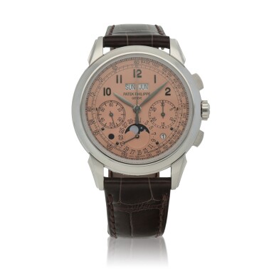 View full screen - View 1 of Lot 138. Ref. 5270P-001 Platinum perpetual calendar chronograph wristwatch moon phases, leap-year and day/night indication Circa 2021 | 百達翡麗 | 5270P-001型號鉑金萬年曆計時腕錶備月相、閏年及晝夜顯示,年份約2021.