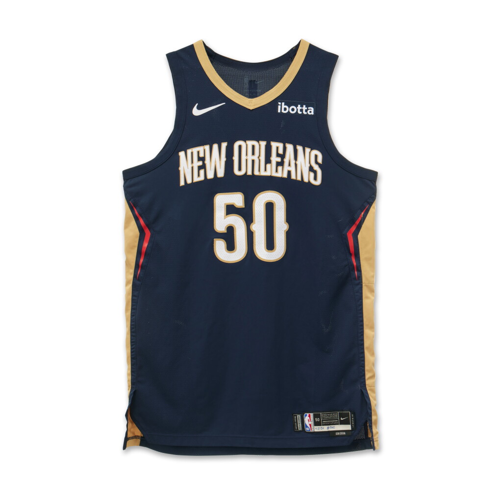 View full screen - View 1 of Lot 63. Jeremiah Robinson-Earl New Orleans Pelicans 2024 NBA Playoffs Western Conference Round 1 Game Issued Icon Edition Jersey | Game 1.