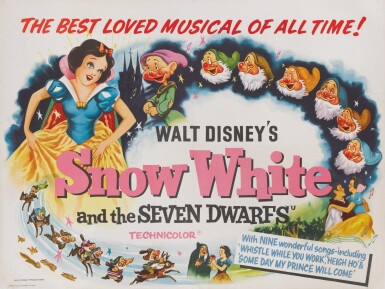 View full screen - View 1 of Lot 9. SNOW WHITE AND THE SEVEN DWARFS (1937) BRITISH RE-RELEASE POSTER, 1951.