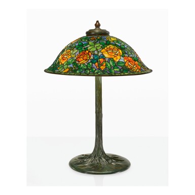 View full screen - View 1 of Lot 18. TIFFANY STUDIOS | "ROSE BUSH" TABLE LAMP.