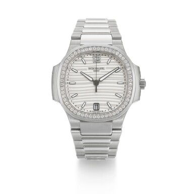 View full screen - View 1 of Lot 451. PATEK PHILIPPE | NAUTILUS, REF 7118/1200A-010 DIAMOND-SET STAINLESS STEEL BRACELET WATCH WITH DATE MADE IN 2019.