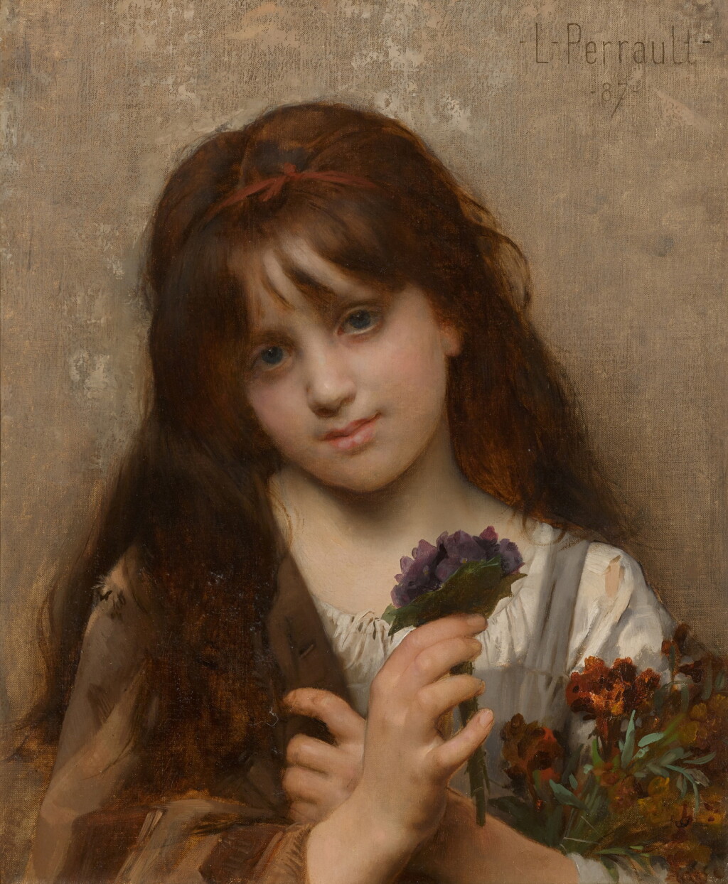 View full screen - View 1 of Lot 843. Girl with flowers.