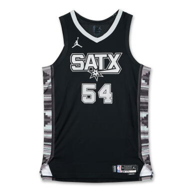 View full screen - View 1 of Lot 182. Sandro Mamukelashvili San Antonio Spurs 2024-2025 Emirates NBA Cup Game Worn Statement Edition Jersey .