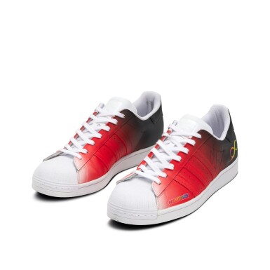 View full screen - View 1 of Lot 230. Chauncey Billups Portland Trail Blazers 2024-2025 Game Worn Custom Adidas Superstar Sneakers | To The Max Foundation.