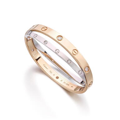 View full screen - View 1 of Lot 2739. 'Love' Gold and Diamond Bangle | 卡地亞 | 'Love' K金 配 鑽石 手鐲.