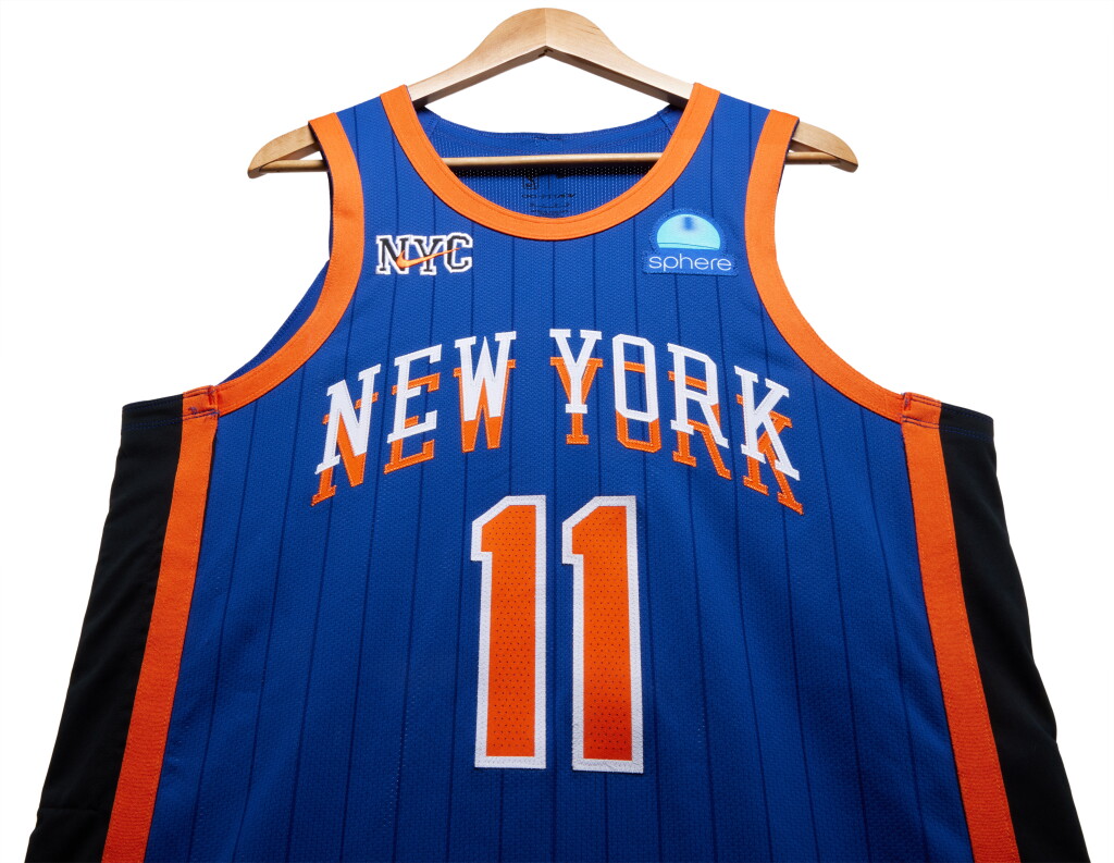 View full screen - View 1 of Lot 45. Jalen Brunson New York Knicks 2023-2024 Game Worn City Edition Jersey.