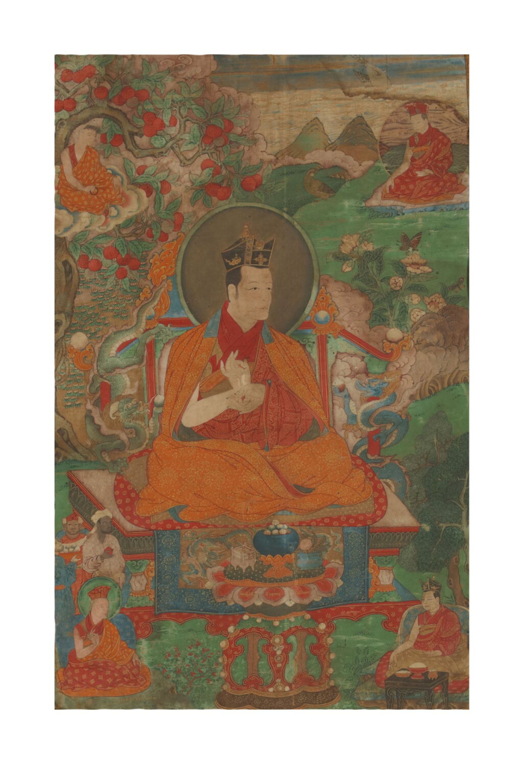 View full screen - View 1 of Lot 121. A thangka depicting the 7th Karmapa, Chodrak Gyatso, Tibet, 17th century | 西藏 十七世紀 七世噶瑪巴確札嘉措唐卡.