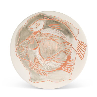 View full screen - View 1 of Lot 68. Trois poissons sur fond gris (A. R. 396).