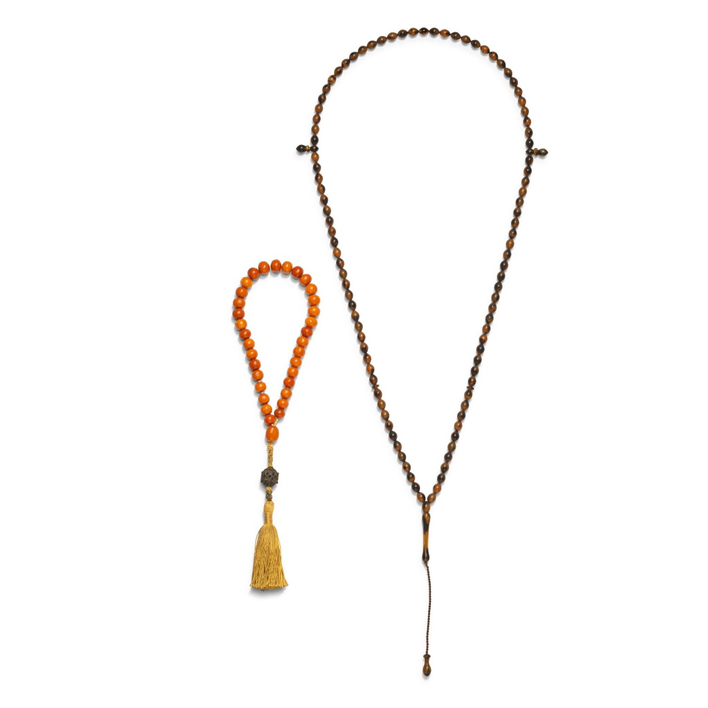 View full screen - View 1 of Lot 34. Two fine Ottoman tortoiseshell and amber prayer beads (tesbih), Turkey, circa 1900.