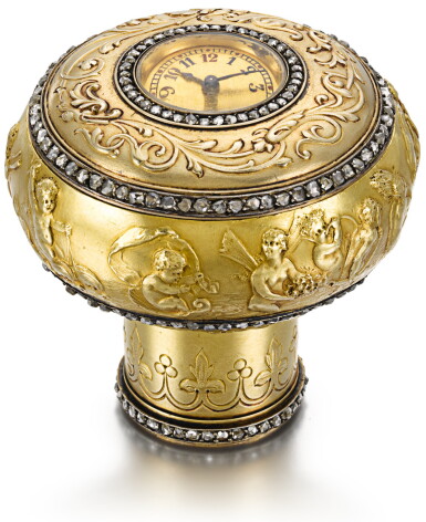 View full screen - View 1 of Lot 114. SWISS | A GOLD AND DIAMOND-SET CANE HANDLE WATCH CIRCA 1900.