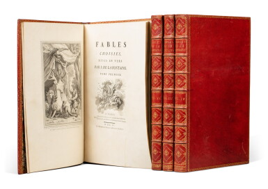 View full screen - View 1 of Lot 94. Fables. 1755-1759. Exemplaire de premier tirage. Le "La Fontaine d'Oudry" relié par Mouillié..