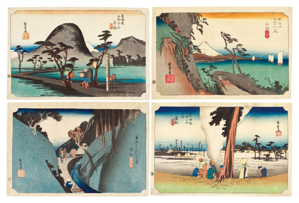 View full screen - View 1 of Lot 25. UTAGAWA HIROSHIGE (1797–1858) FOUR WOODBLOCK PRINTS, EDO PERIOD (19TH CENTURY).