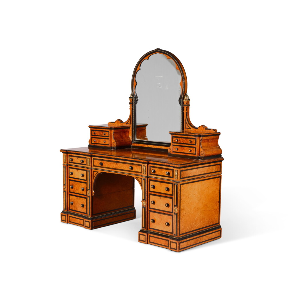 View full screen - View 1 of Lot 154. An Anglo-Moresque thuya, ebony-strung and gilt-brass-mounted dressing room suite by Morant, Boyd & Blandford, circa 1875.