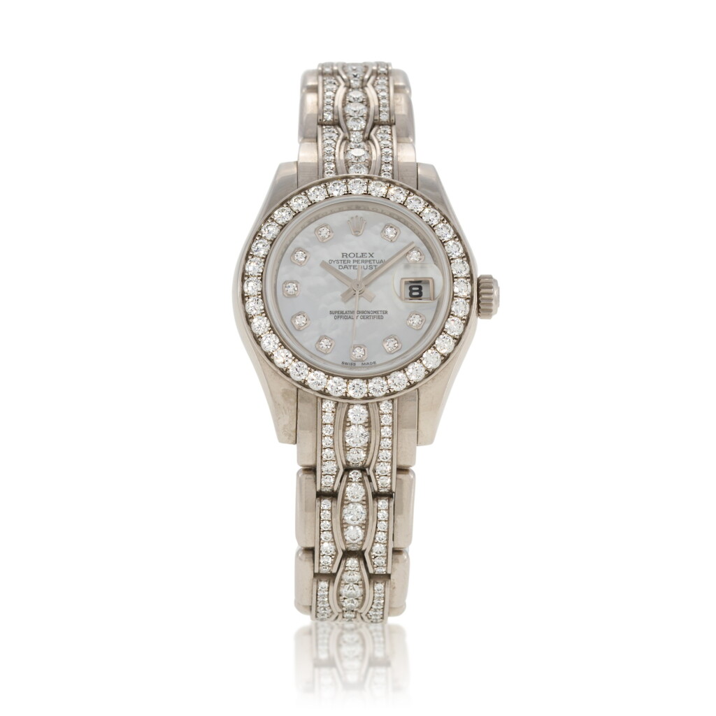 View full screen - View 1 of Lot 177. Pearlmaster, Ref. 80299 White gold and diamond-set wristwatch with date, bracelet and mother-of-pearl dial Circa 2009.
