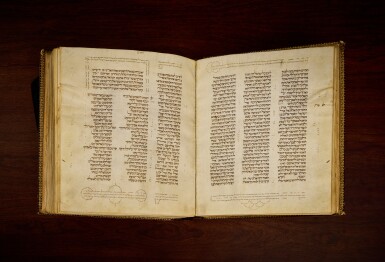 View full screen - View 1 of Lot 63. A Rare Hebrew Bible with Micrographic Masorah, Spain c. 1300.