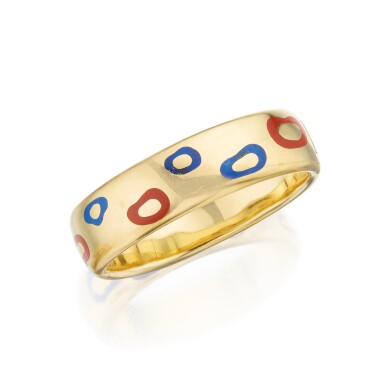 View full screen - View 1 of Lot 321. Angela Cummings for Tiffany & Co. | Gold, Lapis Lazuli and Jasper Bangle-Bracelet.