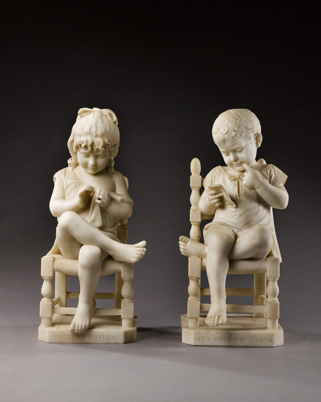 View full screen - View 1 of Lot 531. A Boy reading and a Girl sewing.