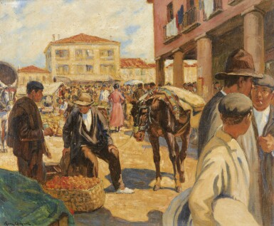 View full screen - View 1 of Lot 118. RENÉ MAXIME CHOQUET | A MARKET SCENE IN SPAIN.