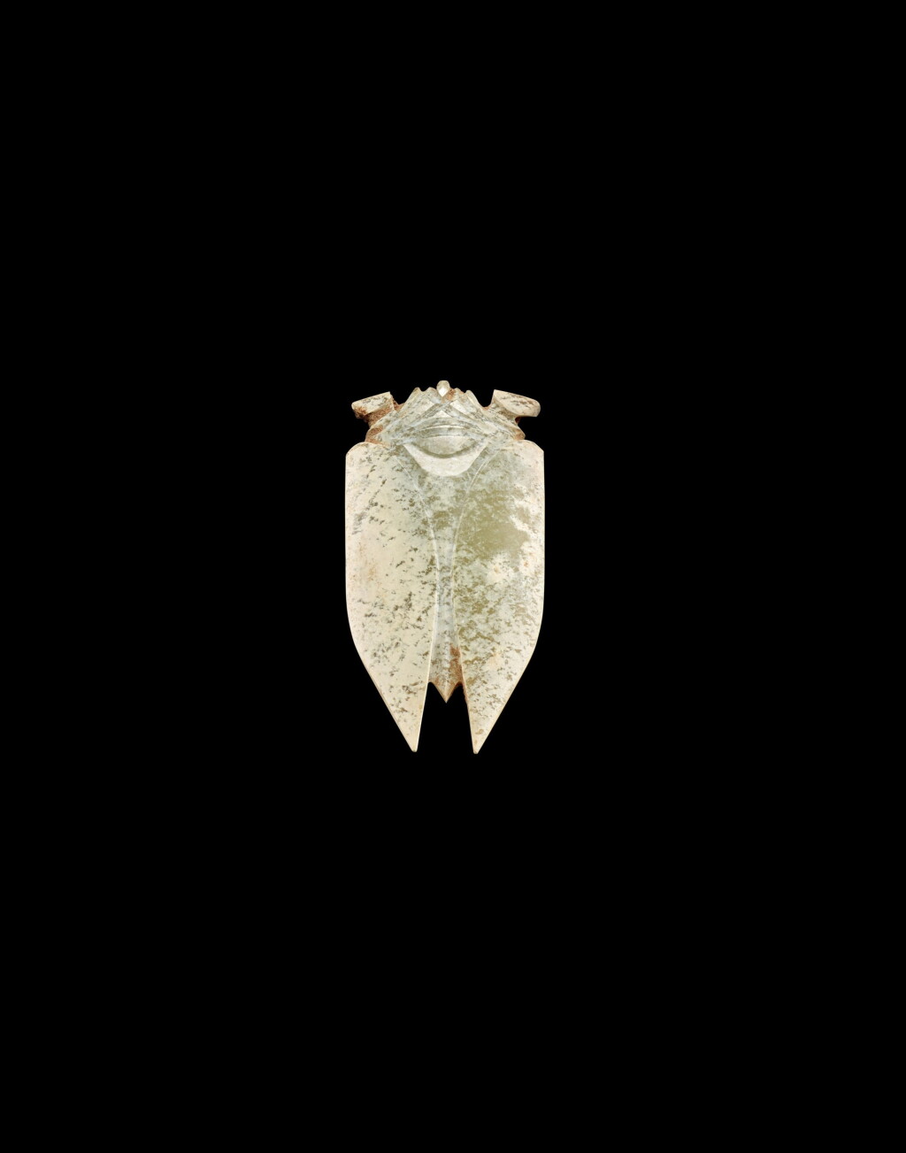 View full screen - View 1 of Lot 3765. A celadon jade carving of a cicada, Han dynasty | 漢 青白玉蟬.