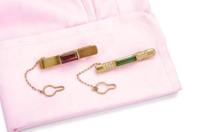 View full screen - View 1 of Lot 1109. TWO GEM SET TIE CLIPS.