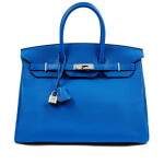 Bleu Mykonos and Bleu Électrique Clémence HSS Birkin 35 Palladium Hardware, 2021