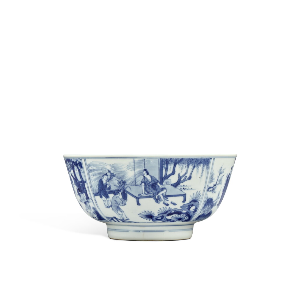 View full screen - View 1 of Lot 63. A blue and white 'narrative' bowl, Qing dynasty, Kangxi period .