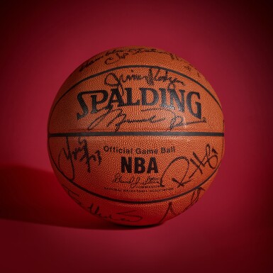 View full screen - View of 1997 Chicago Bulls 'World Champions' Basketball | Signed by Michael Jordan, Scottie Pippen, and Others .