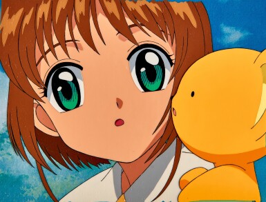 View full screen - View 1 of Lot 110. Sakura and Kero from Movie Animation Cels with Printed Background | 電影中的小櫻和小基路賽璐璐,附印刷背景.