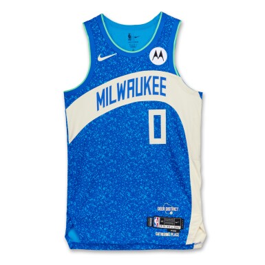 Voir en plein écran - Voir 1 du lot 85. Damian Lillard Milwaukee Bucks 2023-2024 Game Worn City Edition Jersey | Double-Double.