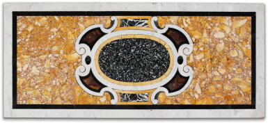 View full screen - View 1 of Lot 76. An Italian pietre tenere and carved white marble table top, 17th century.