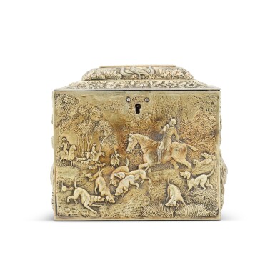 View full screen - View 1 of Lot 70. A large George IV silver-gilt tea caddy, Samuel Dutton, London, 1826.