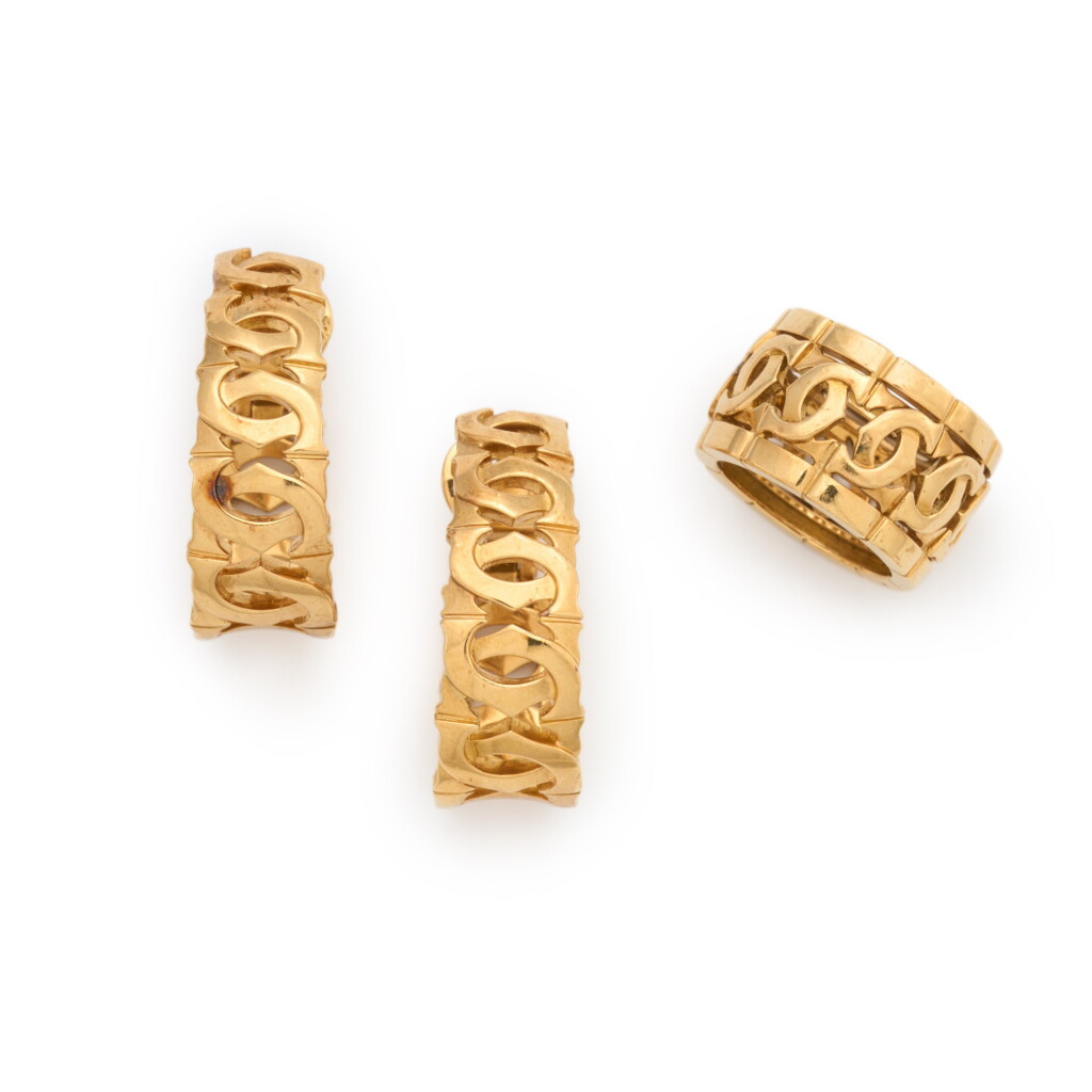 View full screen - View 1 of Lot 188. 'C de Cartier' earrings and ring.