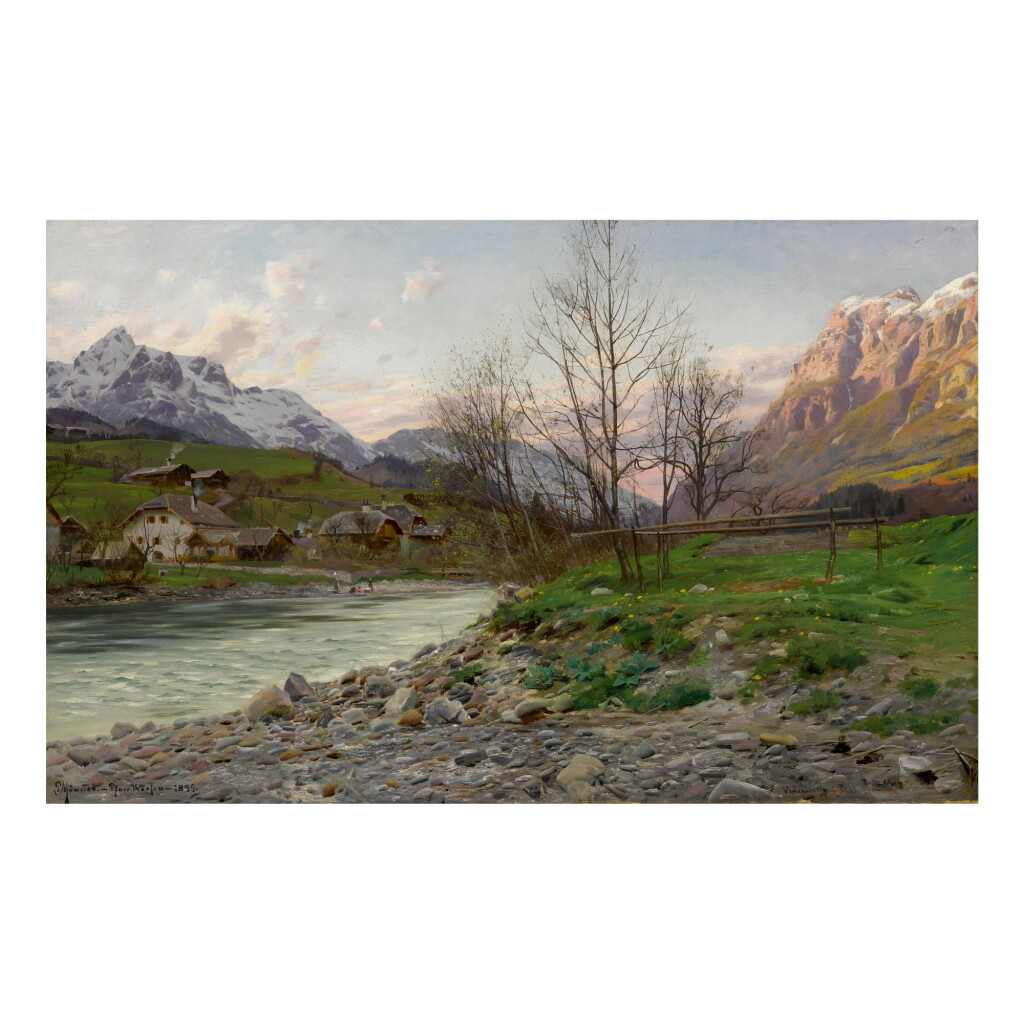 View full screen - View 1 of Lot 122. PEDER MØNSTED | A MOUNTAINOUS LANDSCAPE IN PFARRWERFEN, AUSTRIA .