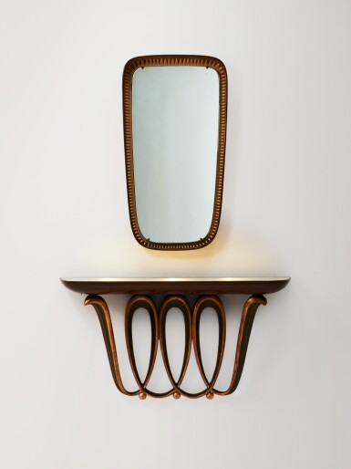 View full screen - View 1 of Lot 7. Console, model n. 6652 variant with light, and mirror n. 6665.