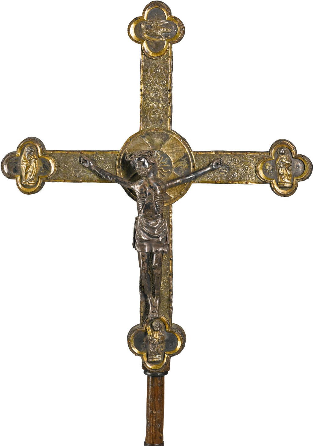 View full screen - View 1 of Lot 23. ITALIAN, 15TH CENTURY AND LATER | PROCESSIONAL CROSS WITH THE CRUCIFIED CHRIST.