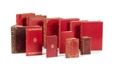 View full screen - View 1 of Lot 401. Réunion de 12 volumes reliés en maroquin rouge. .