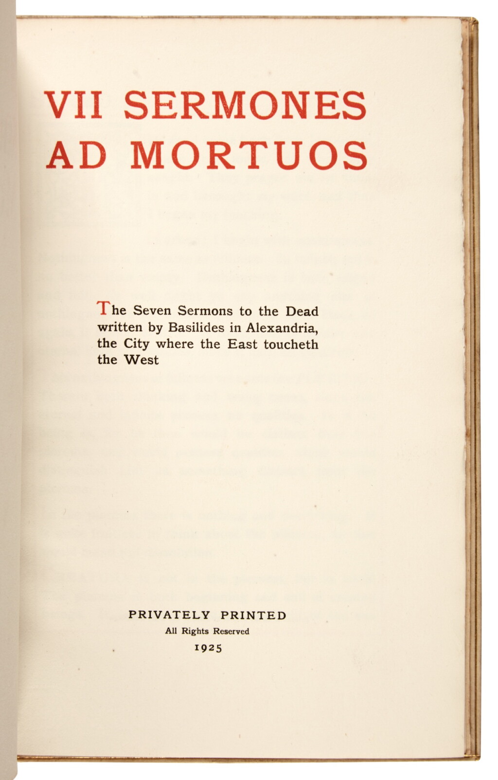 View full screen - View 1 of Lot 141. C.G. Jung | VII Sermones ad Mortuos, first edition in English, 1925.
