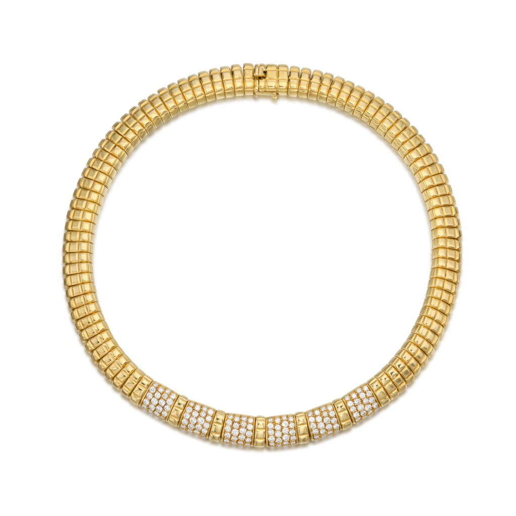 View full screen - View 1 of Lot 177. Gold and Diamond Necklace, France.