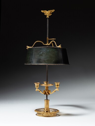 View full screen - View 1 of Lot 140. An Empire gilt-bronze bouillotte lamp, circa 1810.