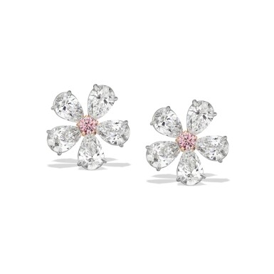 View full screen - View 1 of Lot 51. Pair of Fancy Intense Purplish Pink Diamond and Diamond Earclips.